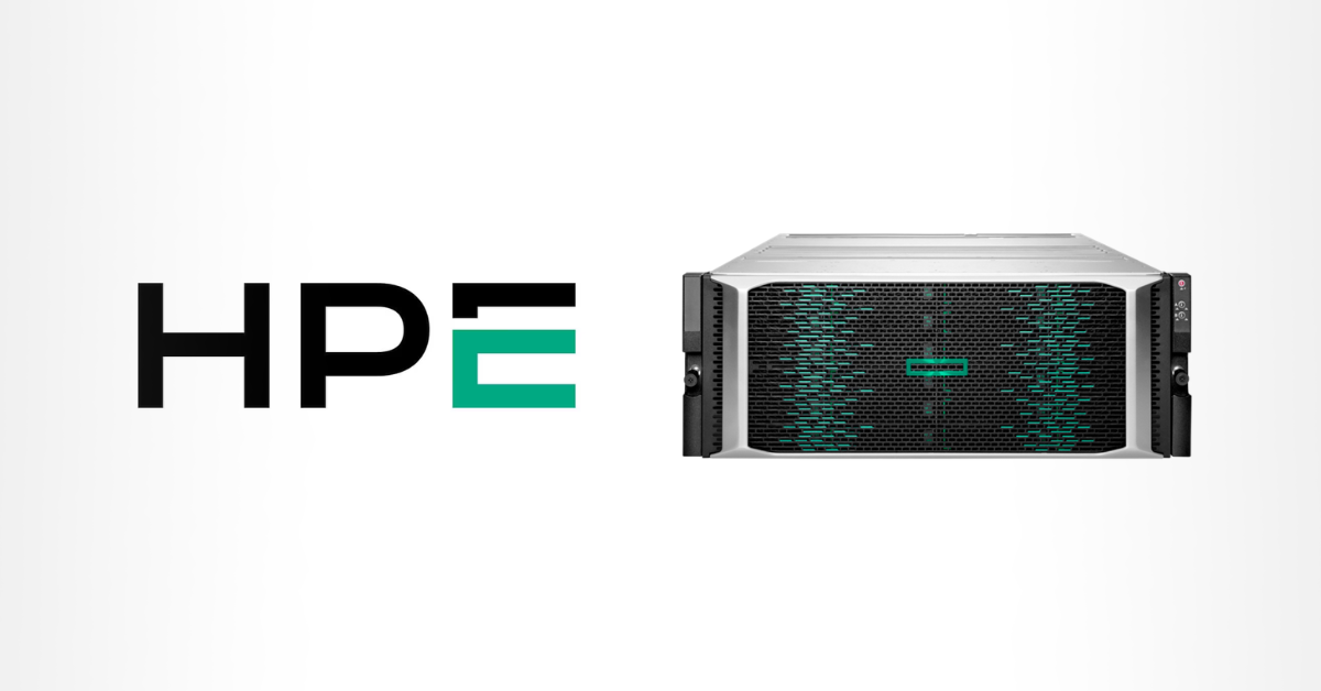 The HPE logo with an image of HPE Alletra 4000 storage.