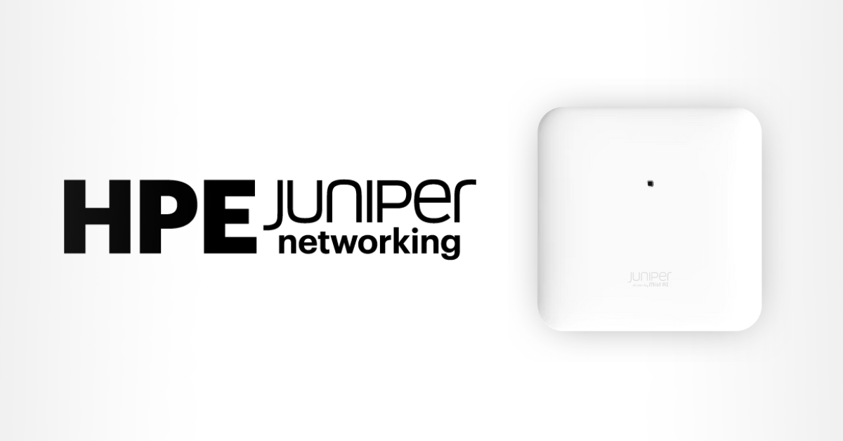 The HPE Juniper logo with an image of a Mist AI access point