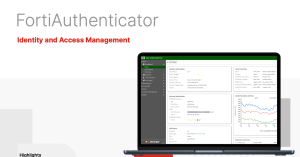 A laptop showing Fortinet's FortiAuthenticator dashboard.