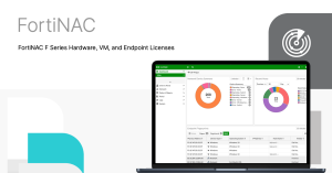 A laptop showing Fortinet's FortiNAC dashboard.