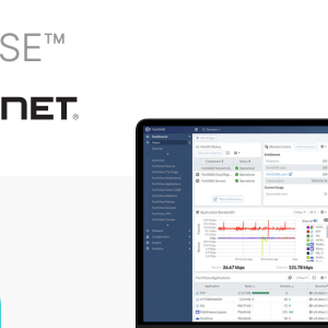A laptop displaying Fortinet's FortiSASE Cloud dashboard.