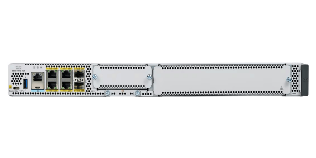 A Cisco Catalyst C8300-1N1S-4T2X enterprise router.