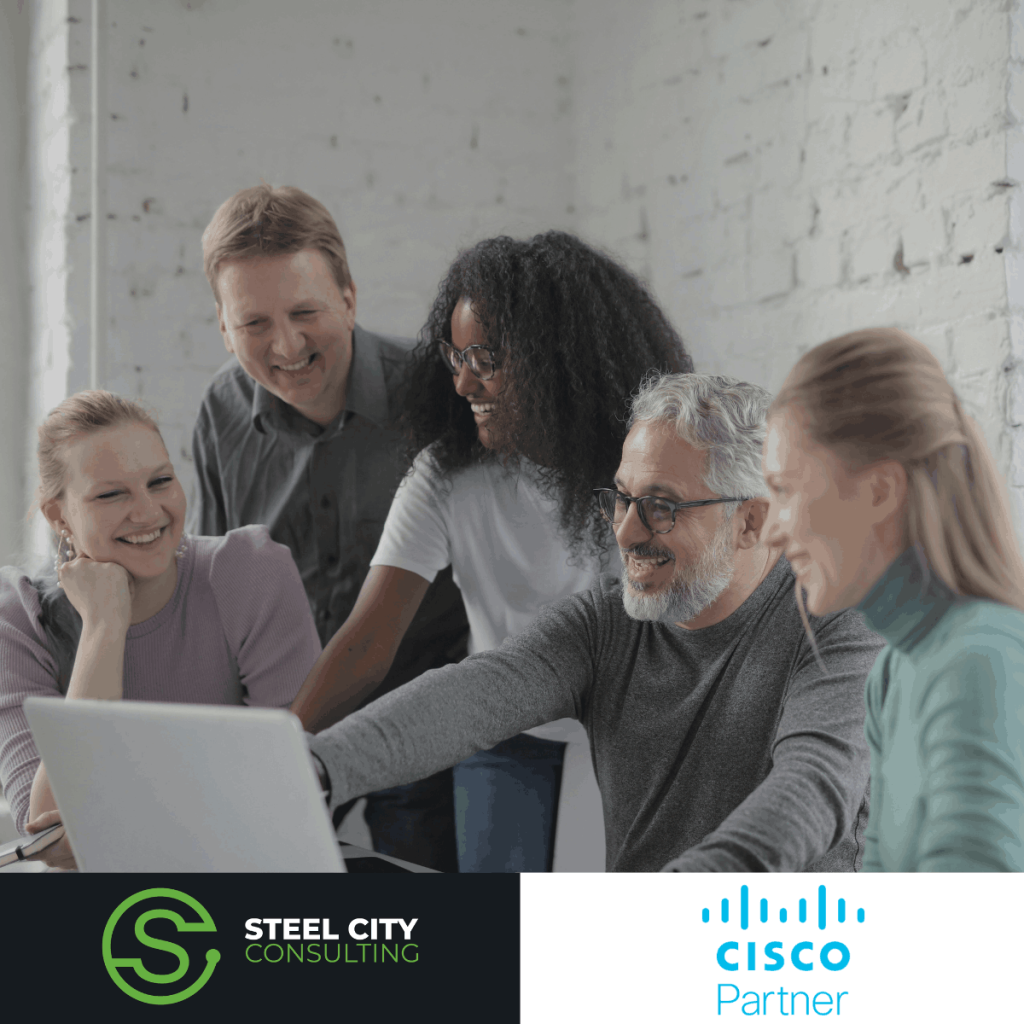 A group of IT professionals using Cisco solutions.